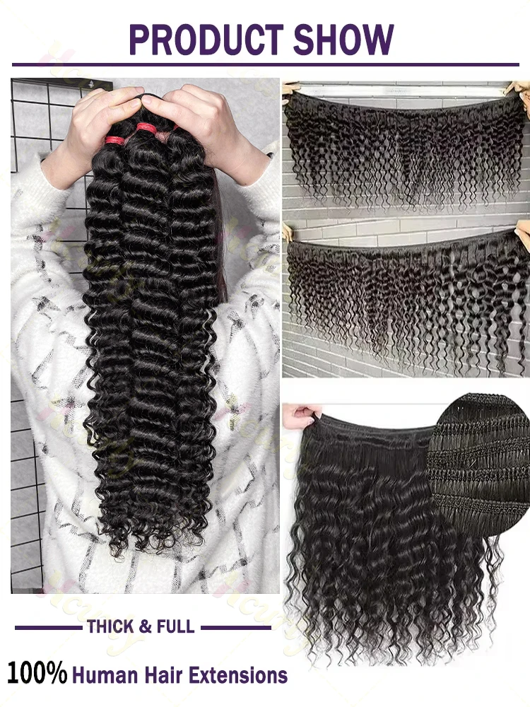 Fasci di capelli umani ricci naturali 28 30 pollici Remy non trasformati vergini grezzi 100% capelli umani estensioni dell'onda d'acqua 3 4 5 pacchi affare