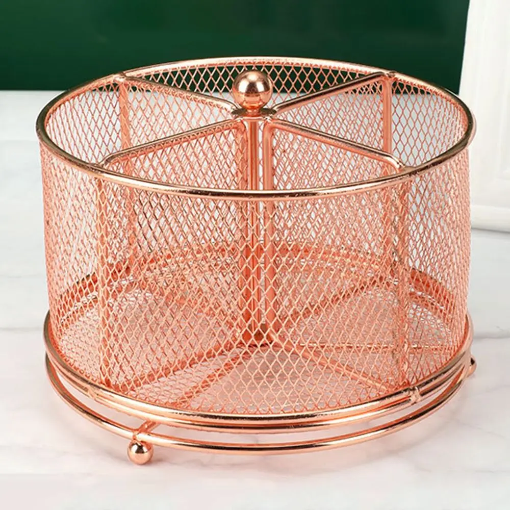 

Metal 360° Rotating Mesh Pencil Holder Hollowed-out Creative Makeup Brush Storage Bucket Multi-Purpose Smooth