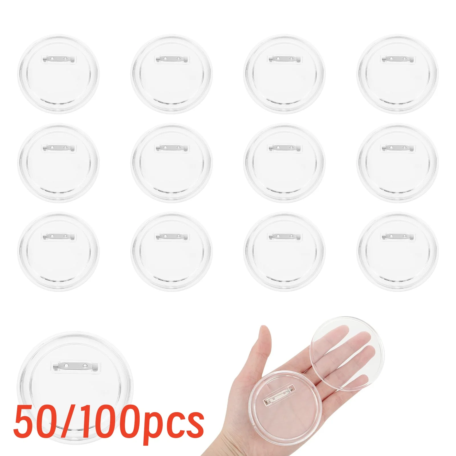 

50/100PCS Acrylic Blank Badge Pin Button DIY Badge Button Parts Craft Supplies Sewing Projects for Photo Picture Clothing