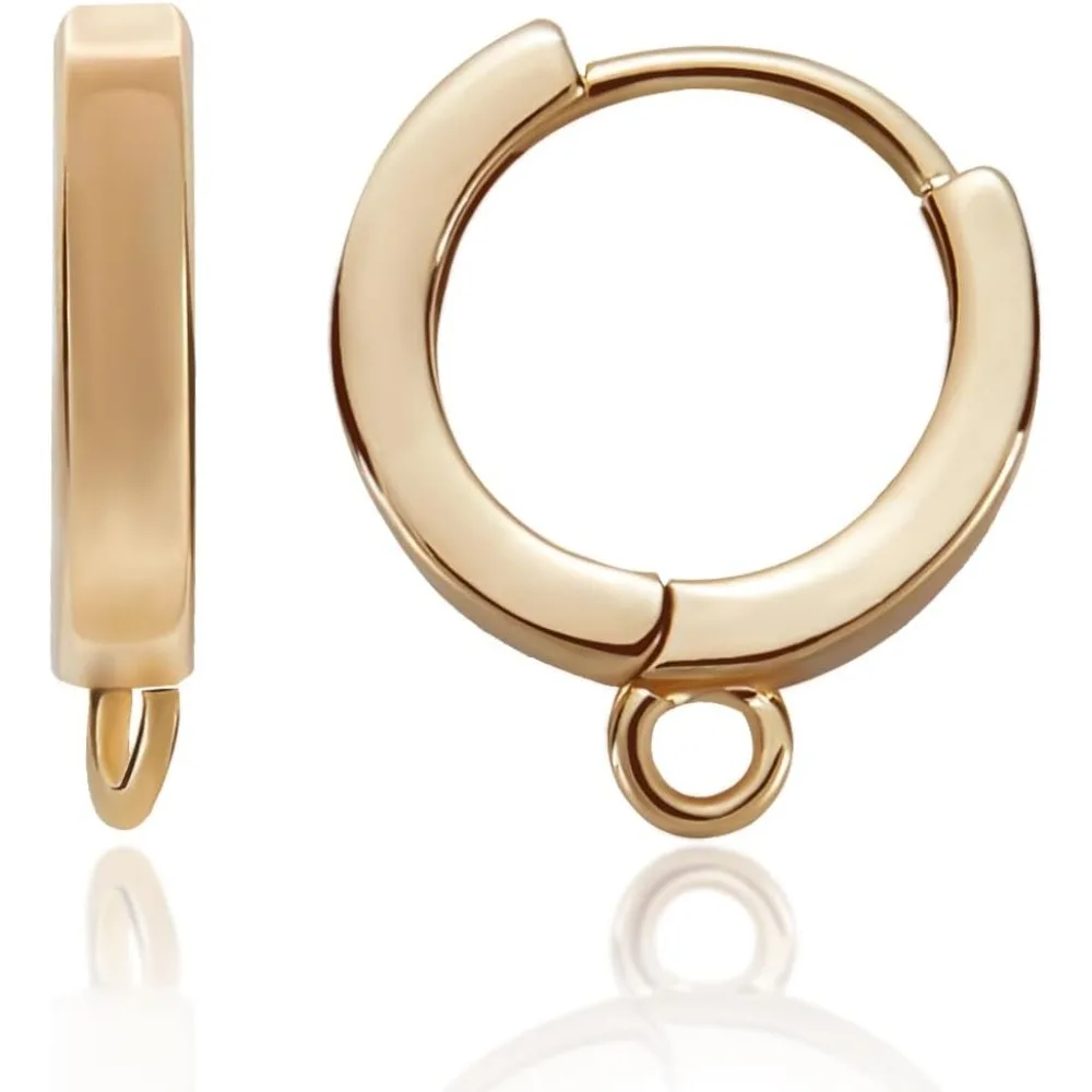 

14 шт., 18-каратное позолоченное круглое кольцо для сережек с рычагом, фурнитура для сережек Huggie Hoop 15x12 мм, французские провода с петлей для набора для изготовления