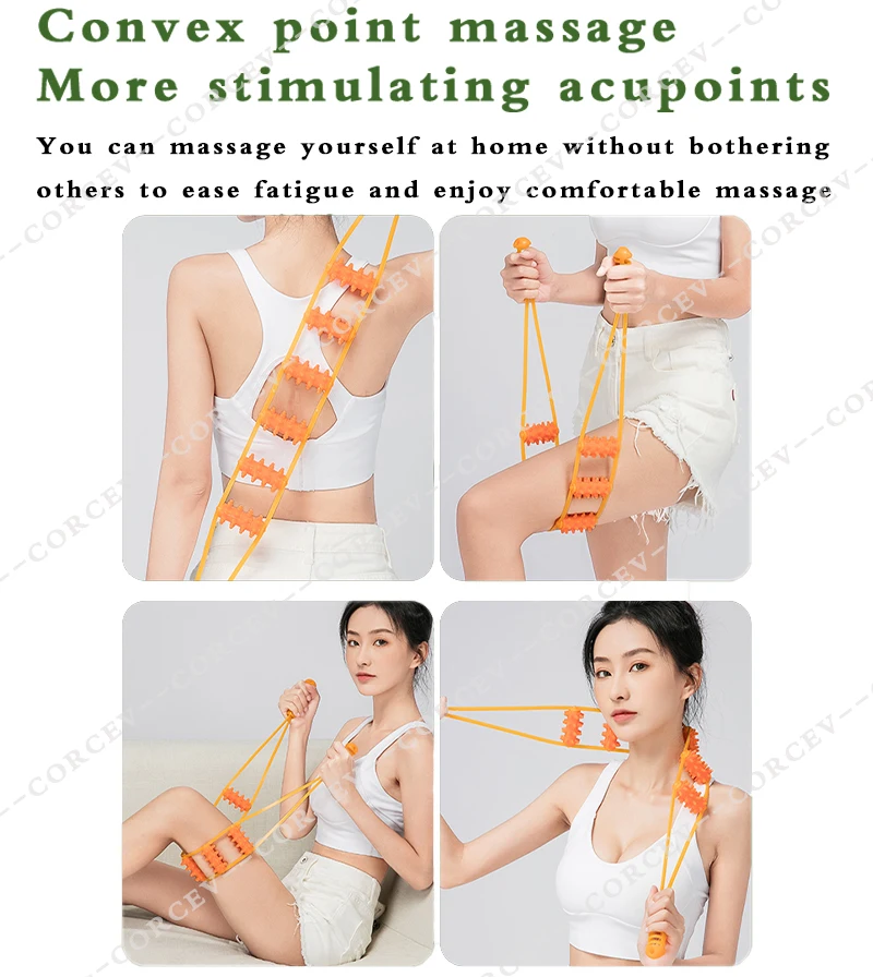 Hand-held Back Shoulder Neck Muscle Massager,Fitness Physiotherapy Massage Roller,Bead Pull-Back Roller Legs Back Waist Massage