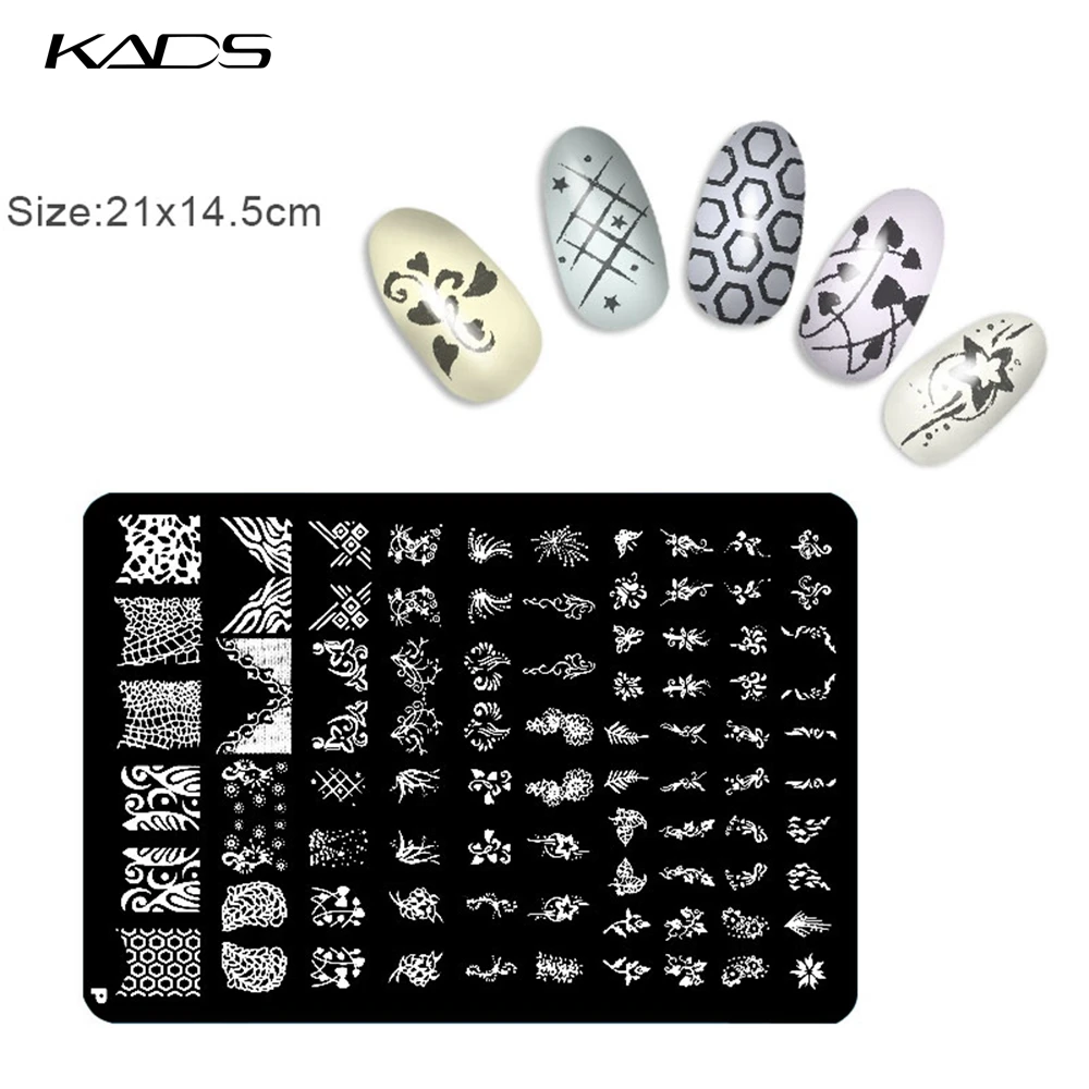 KADS 1Pcs XL Large Size Stamp Nail P Patterns Samper Nail Art  Konad Stamping Nail Gel Nail Stamping Template For Painting