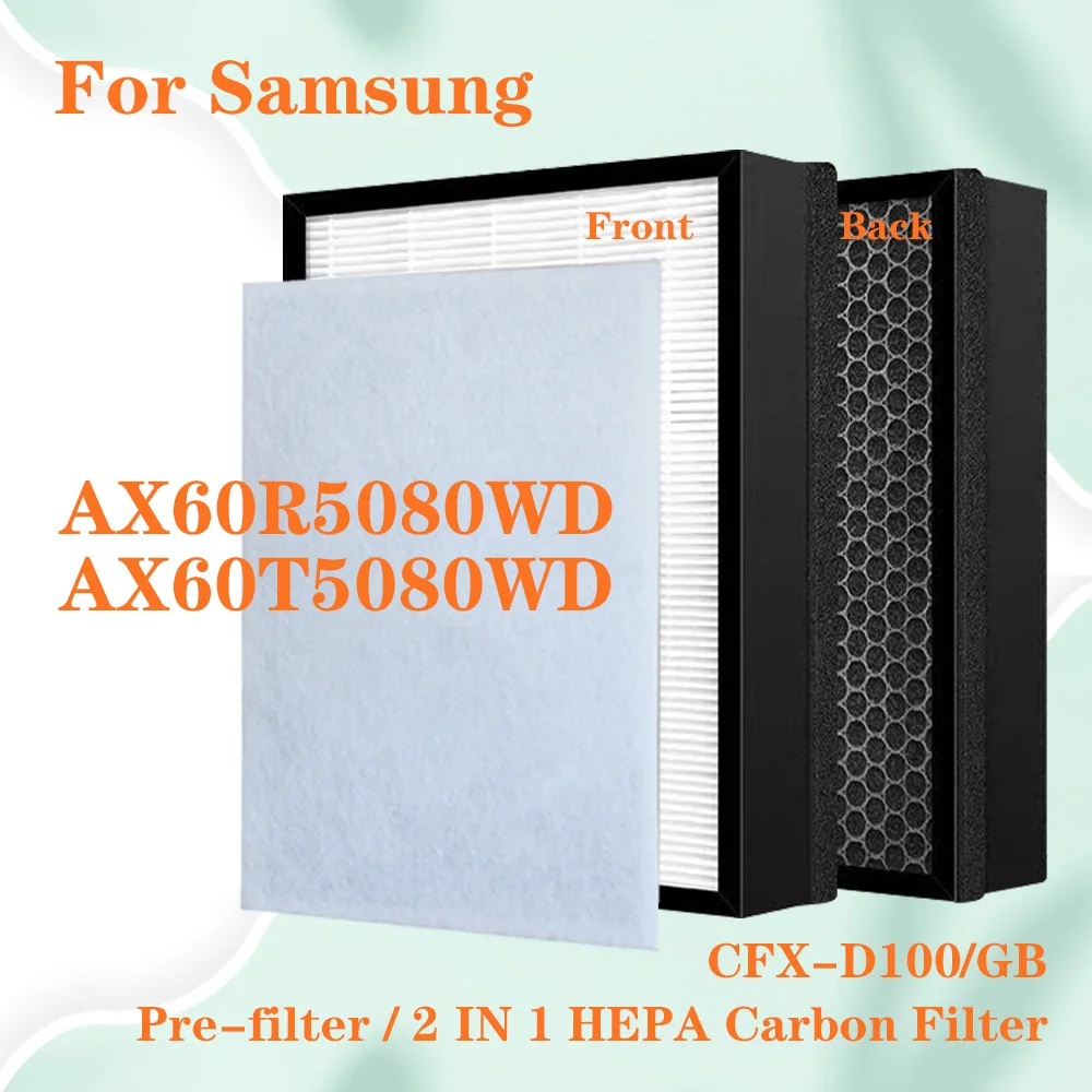 Air Purifier Filter Replacement for Samsung AX60R5080WD AX60T5080WD CFX-D100 / GB HEPA Activated Carbon Filter Composite Filter