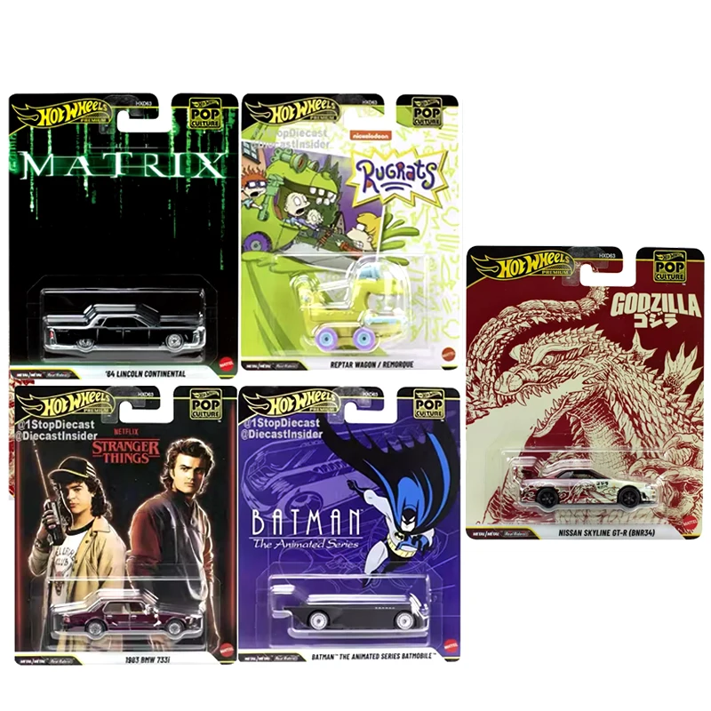 Original Premium Pop Culture Hot Wheels automóvil aleación Batmobile Wagon BMW Nissan Skyline Continental coche juguetes para niños modelos