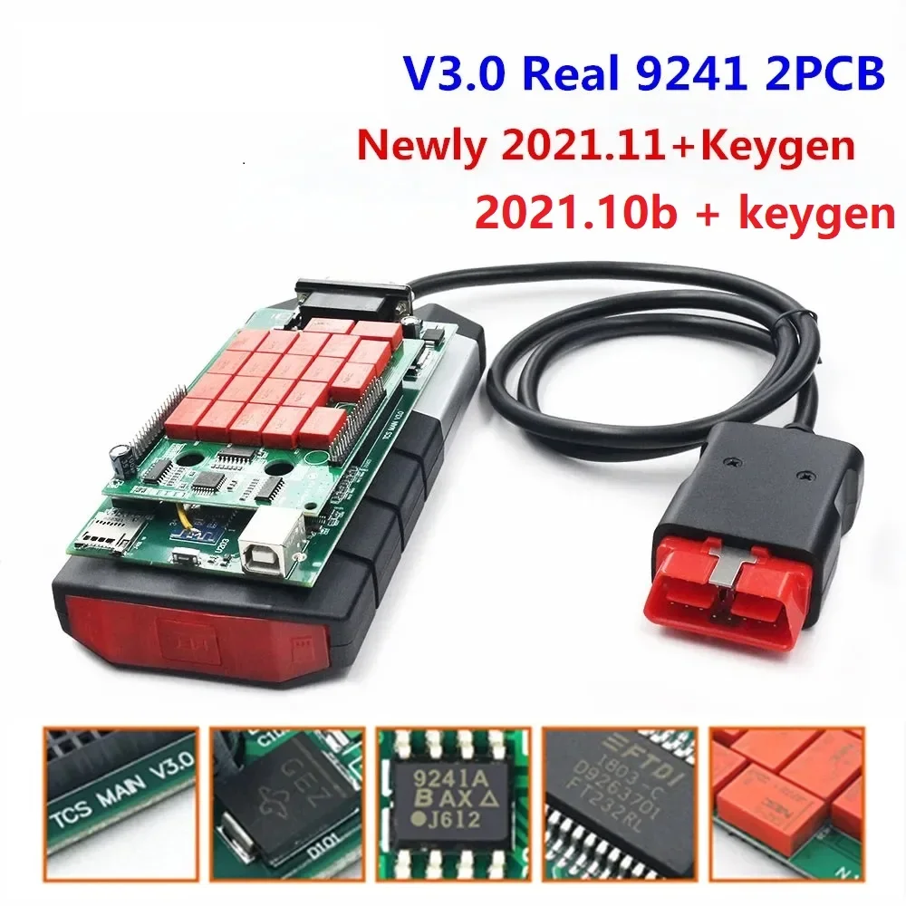 

2021.10b/2021.11 OBD2 Diagnostic Tool with Keygen DS 150 0BD2 V3 Real 9241 2PCB with Bluetooth Double Board For Multi Car Trucks