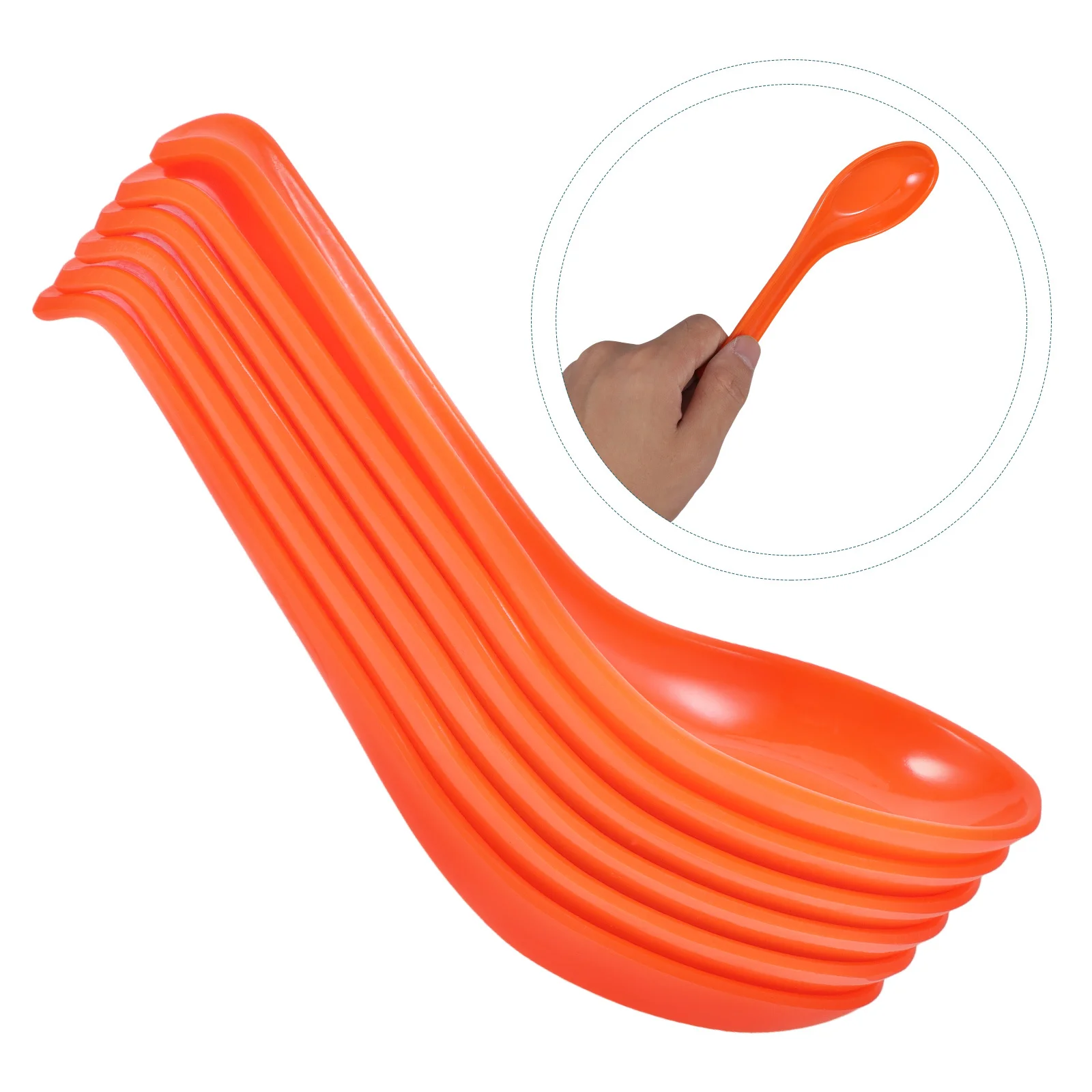 

6Pcs Melamine Soup Spoons Teardrop Design Comfortable Hand Feeling Multipurpose for Home Coffee Dessert Shop Hotel Serving Asian