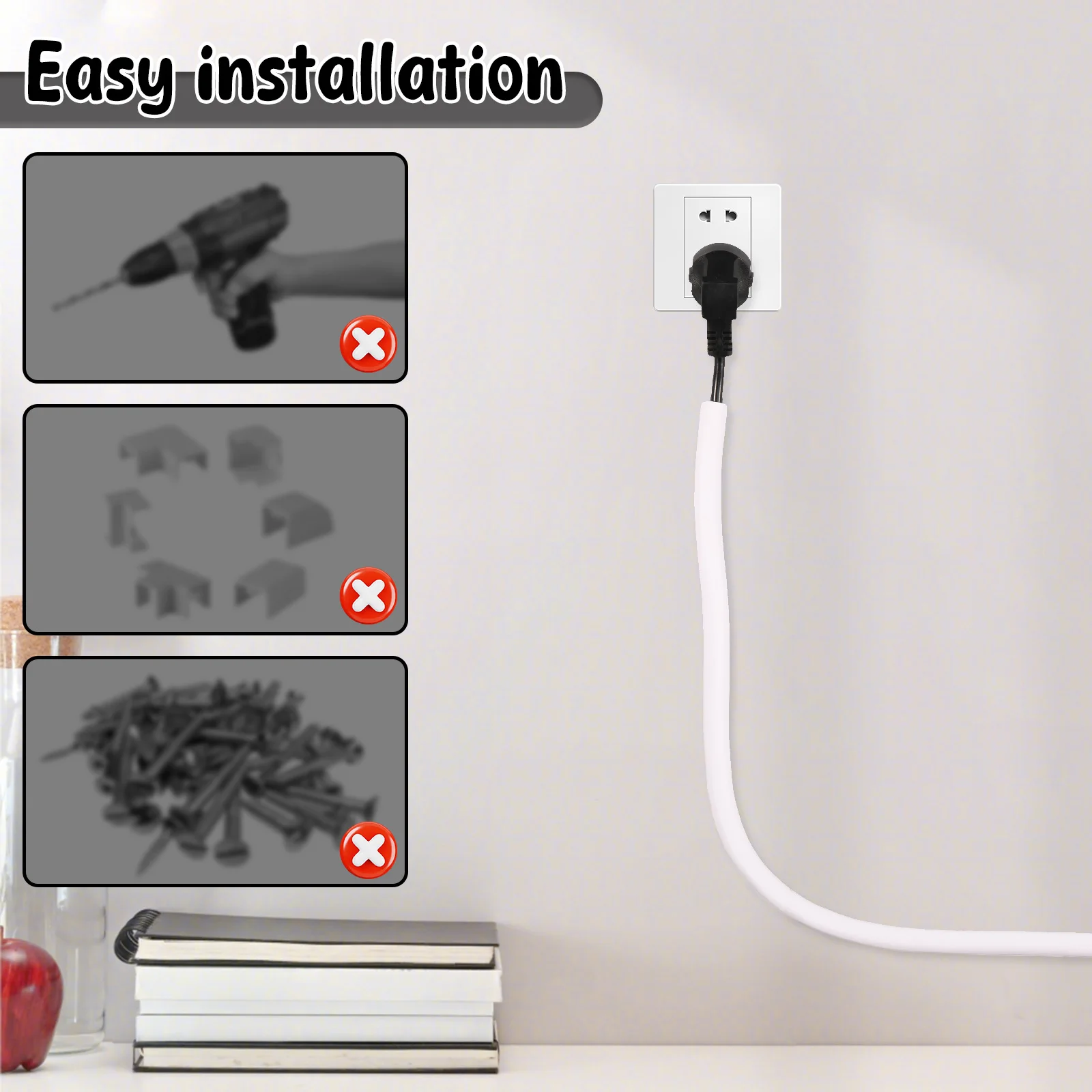 3/5/8M Wire Hider Kit for Wall Mount Tv Cable Covers Raceway Cable Management Cord Organizer Hide Cords Management Organizer