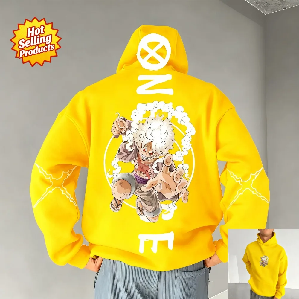 Uma peça com capuz luffy anime moletom masculino feminino algodão oversized solto ajuste conforto y2k streetwear unisex outono inverno novo