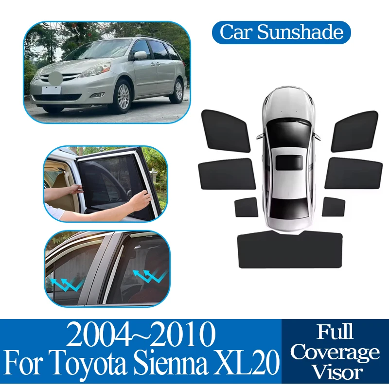 

Для Toyota Sienna XL20 2004 ~ 2008 2009 2010 анти-УФ автомобильные магнитные сетчатые солнцезащитные козырьки, защита конфиденциальности, автозапчасти