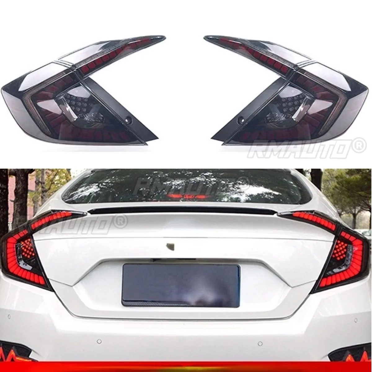 

Для Toyota Civic 10-го поколения 2016-2020 комплекты для стайлинга автомобильные задние фонари внешний светодиодный задний фонарь в сборе комплект заднего стоп-сигнала