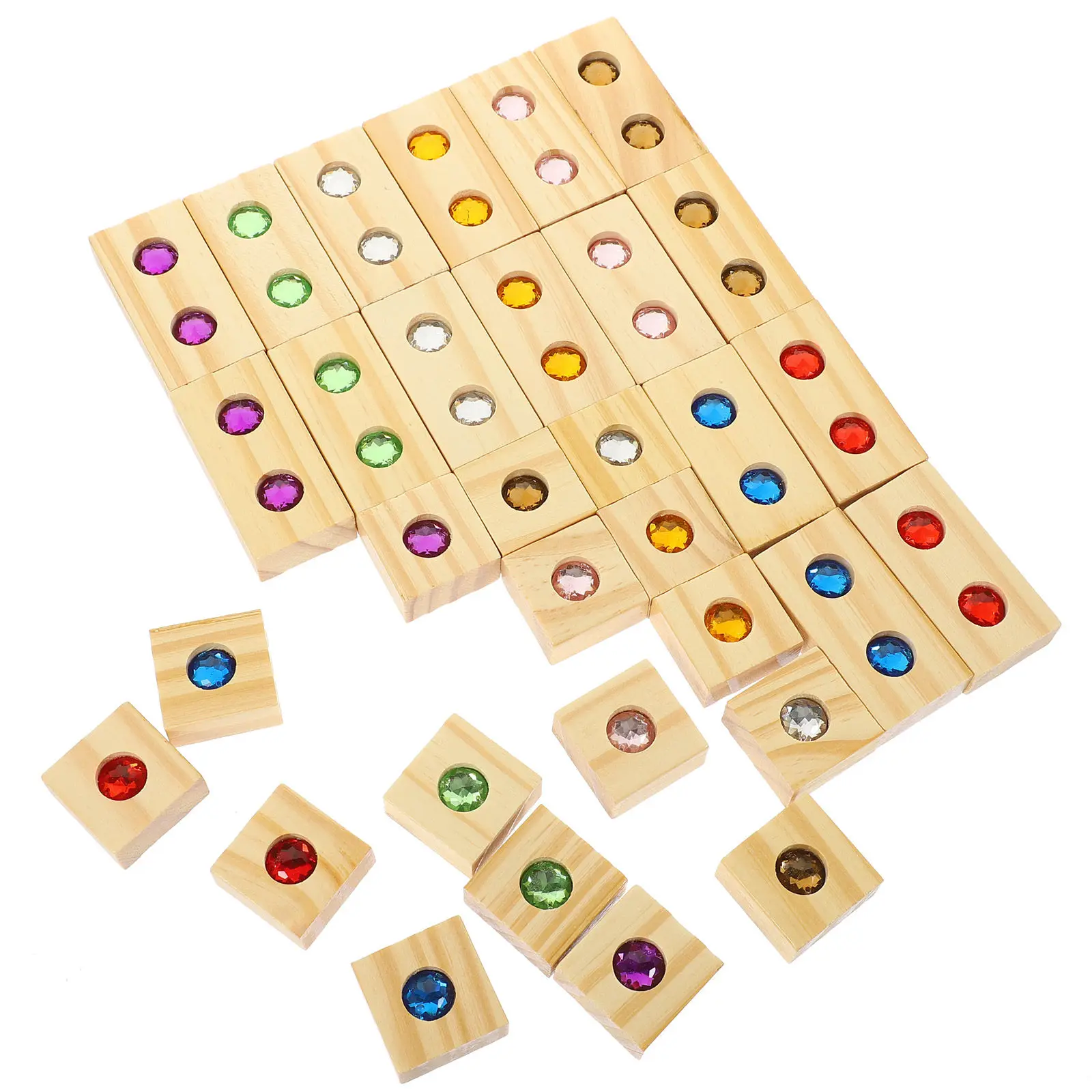 

1Set Colorful Gemstone Embedded Wood Blocks for Children Intellectual Growth Social Skills Sharing Practice Fine Motor Training