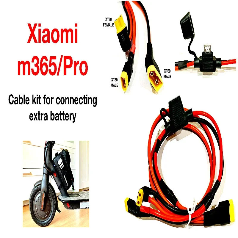 

For paralleling extra expansion XIAOMI m365 and Pro 36v 48v battery pack cable kit XT30&XT60+ 25A fuse