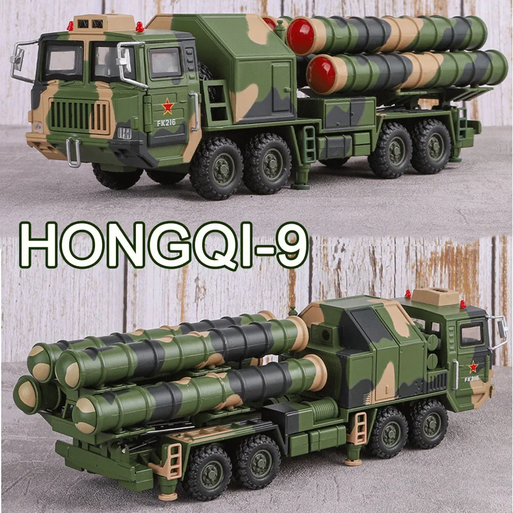 1:40 Scale HONGQI-9 Missile Vehicle Model Toys Alloy Diecast Cars Doors Opened Slide Forward Military Vehicles Toddler Kids Gift