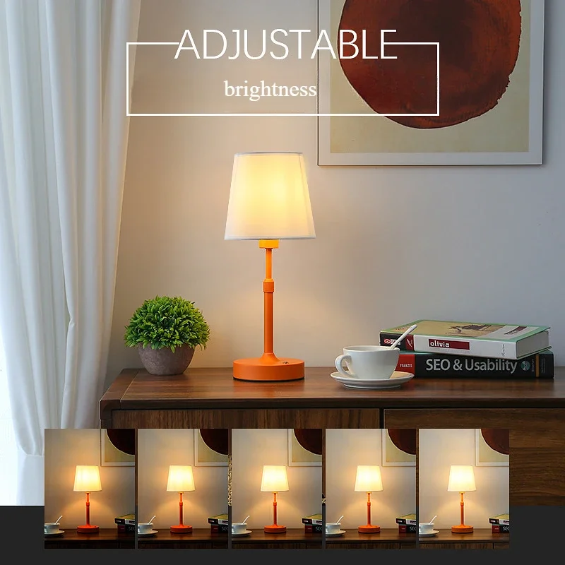 Bonita luz nocturna recargable, lámpara de escritorio de tela escalable, luces nocturnas de ambiente Retro de Metal para dormitorio