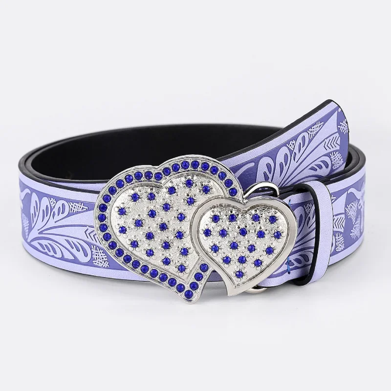 

Women's Y2K Belt Fashion Purple Heart PU Leather Waisband Perfect for Jeans & Western Outfits Accessories Female Belt