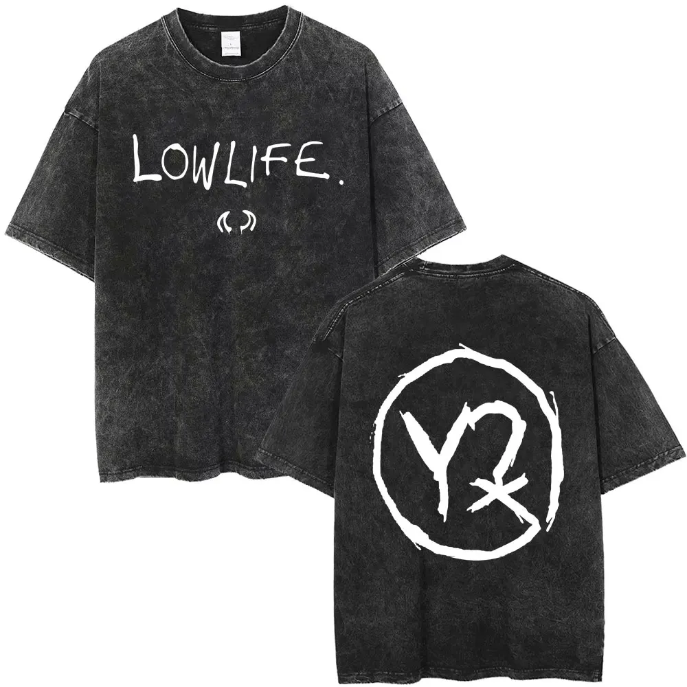 

Washed Vintage Yungblud Lowlife Logo 2025 T-shirt Men Women Fashion Rock Retro Short Sleeve Tshirt Men's Casual Cotton T Shirts
