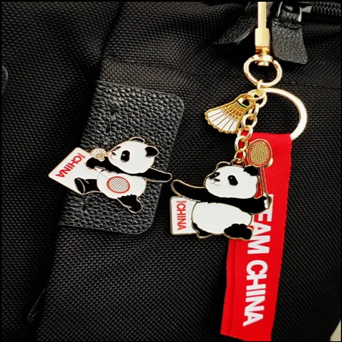 

Chinese Panda Theme Badminton Badge Brooch and Key Chain Pendant Bag Backpack Pendant Jewelry