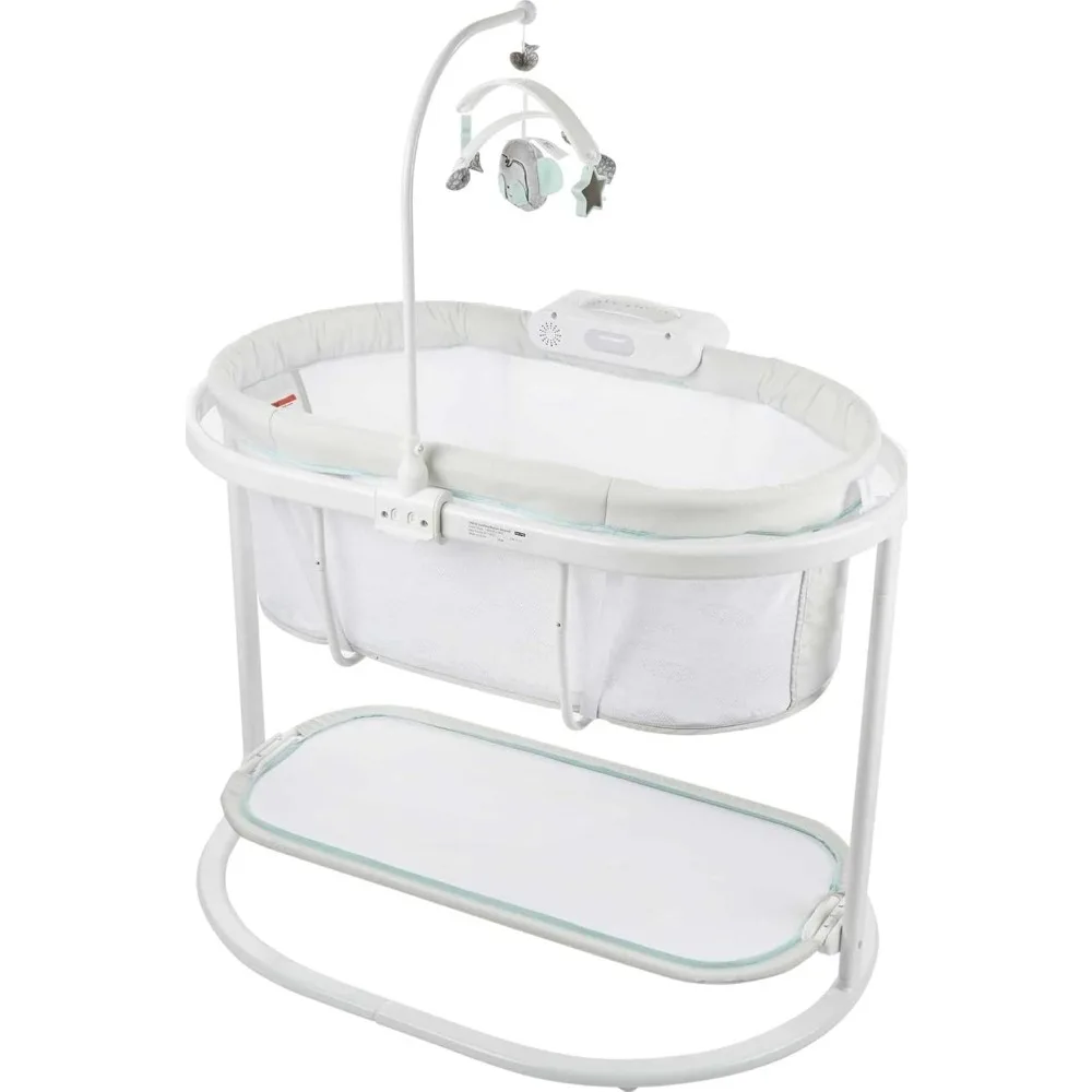 

Fisher-Price Baby Bedside Sleeper Soothing Motions Bassinet with Lights Music Vibrations & Toy Mobile for Newborns 0+ Months, Sw