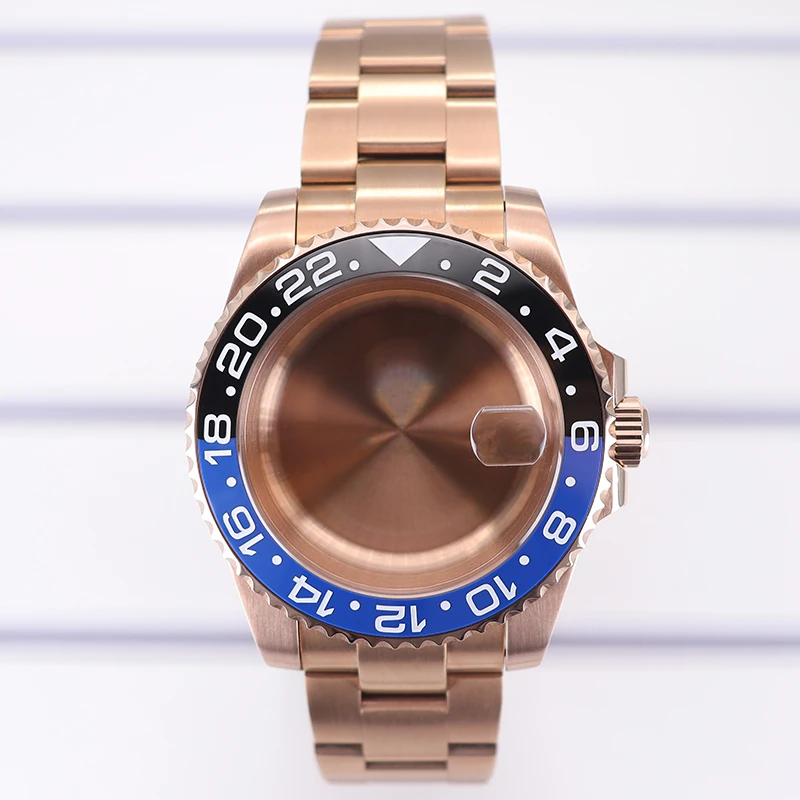 

20ATM 40mm Rose Gold watch case bands Sapphire Glass For NH35 NH36 NH34NH38 4R36 NH70/Miyota8215/Eta2824 PT5000 Movement GMT SUB