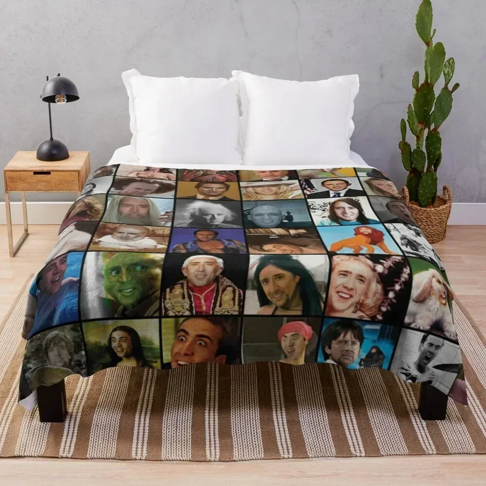 

Nicholas Cage Pattern - Nicolas Cage - Nick Cage Nic Throw Blanket Lightweight Warm Blanket for Indoor Outdoor Use