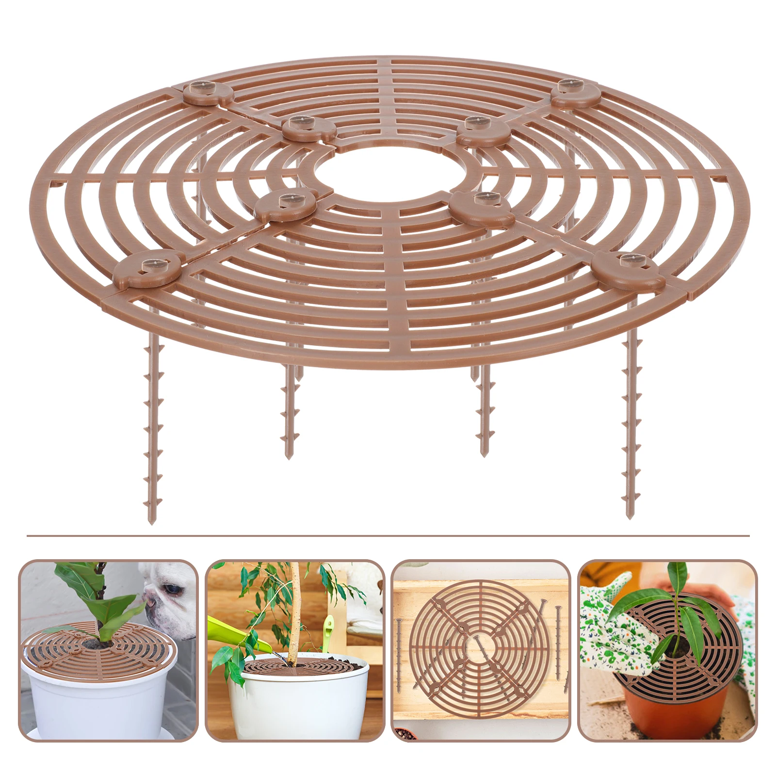 Grade de vaso de plantas, durável, à prova d'água, vaso de flores, cobertura de solo, rolha protetora de solo para gatos e cães