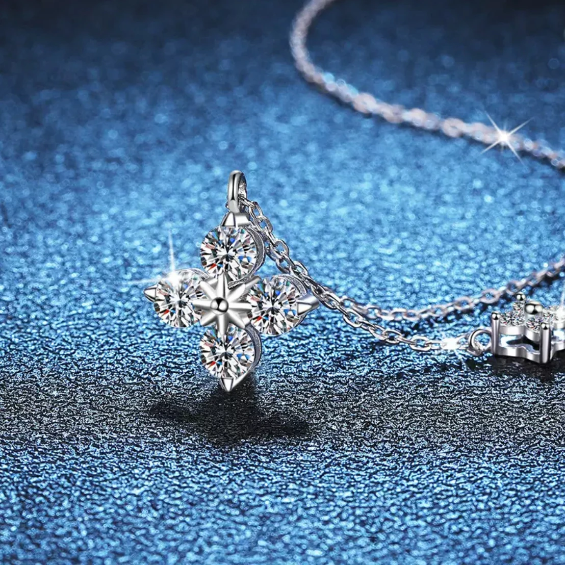 

Premium Sense Clavicle Chain 1.2ct Moissanite Necklace Women's s925 Sterling Silver Necklace Pendant Beads Bead Jewelry