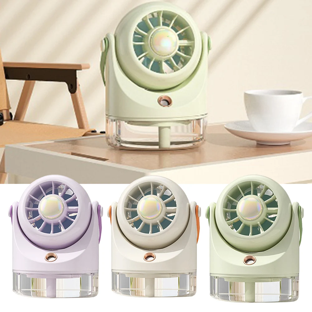 Mini Table Cooling Fan with 100ml Water Tank and Humidity Spray Lightweight and Battery Operated for Camping and Office