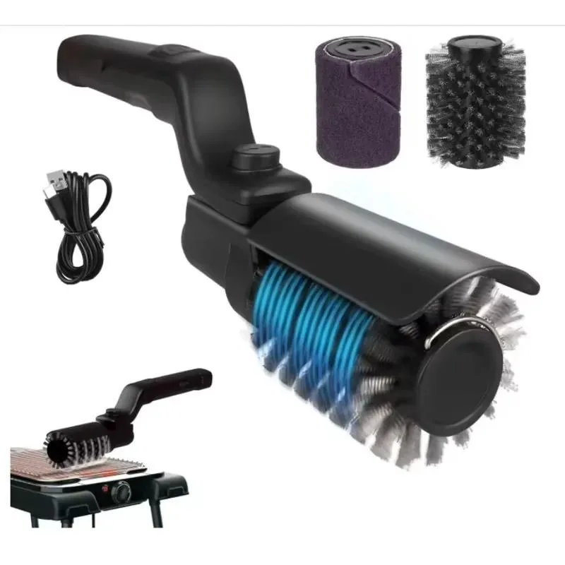 Cordless Electric Grill Brush Rechargeable Angle Adjustable BBQ Cleaning Tool for Outdoor Barbecue Grate Scraper