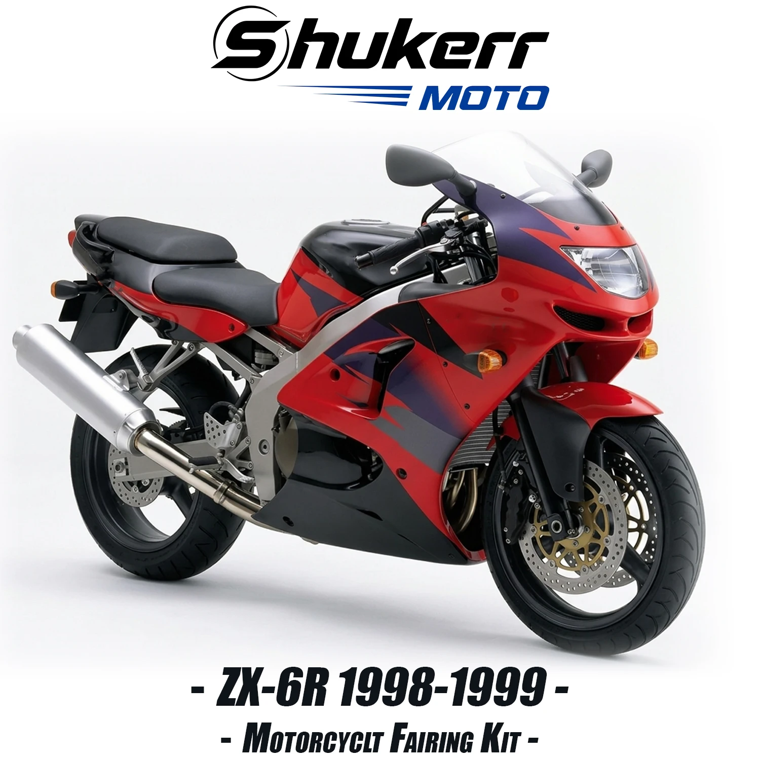 Shukerr Moto New Abs Plastics Motorcycle Fairing Kit Fit for Kawasaki Ninja Zx6R 636 1998 1999 Custom Fairing Zx-6R Red Black