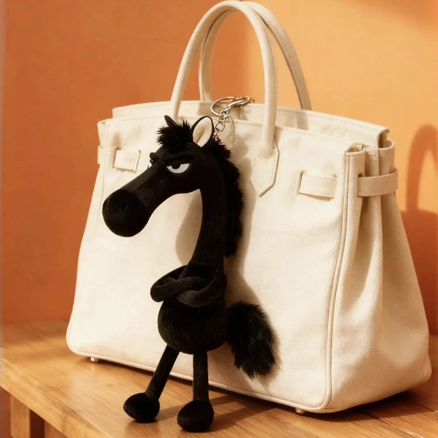 Horse Plush Keychain 2026 Zodiac Keyring Lunar New Year Mascot Lucky Charm Ornament Plush Bag Charm