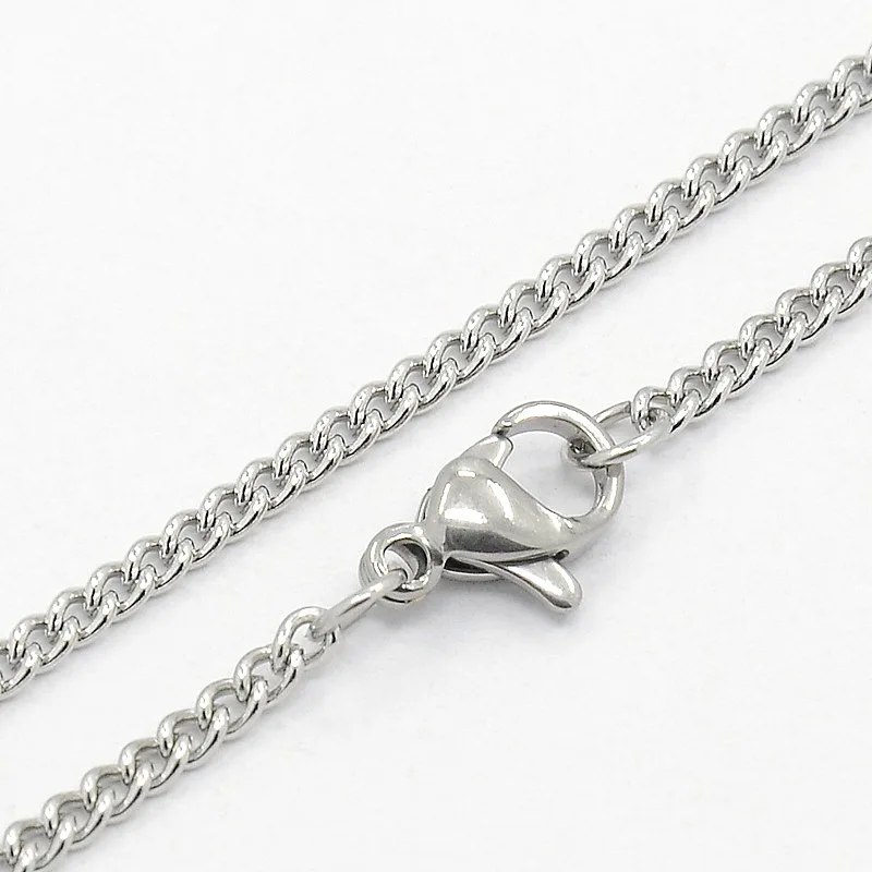 

10pcs 19.7 inch Classic Plain 304 Stainless Steel Curb Link Chain Width 2mm For Jewelry Making Men Women Necklaces Friend Gifts