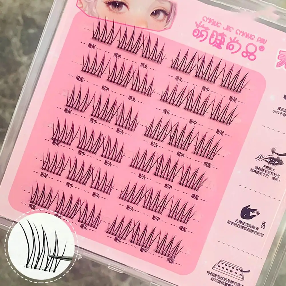 Fili di colla Ciglia Ciglia finte stile croce naturale Ciglia Noglue con stelo trasparente Ciglia monocluster di grande volume