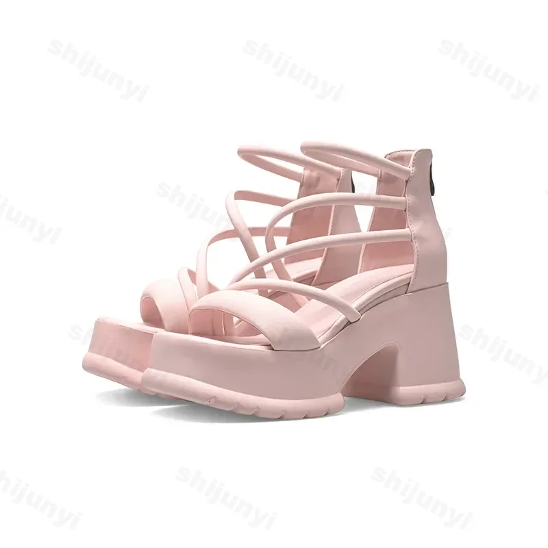 Women Platform High Heels Wedges Buckle Slope Sandals Women Shoes Summer New Fashion Thin Band Thick Sole Pumps Zapatos De Mujer