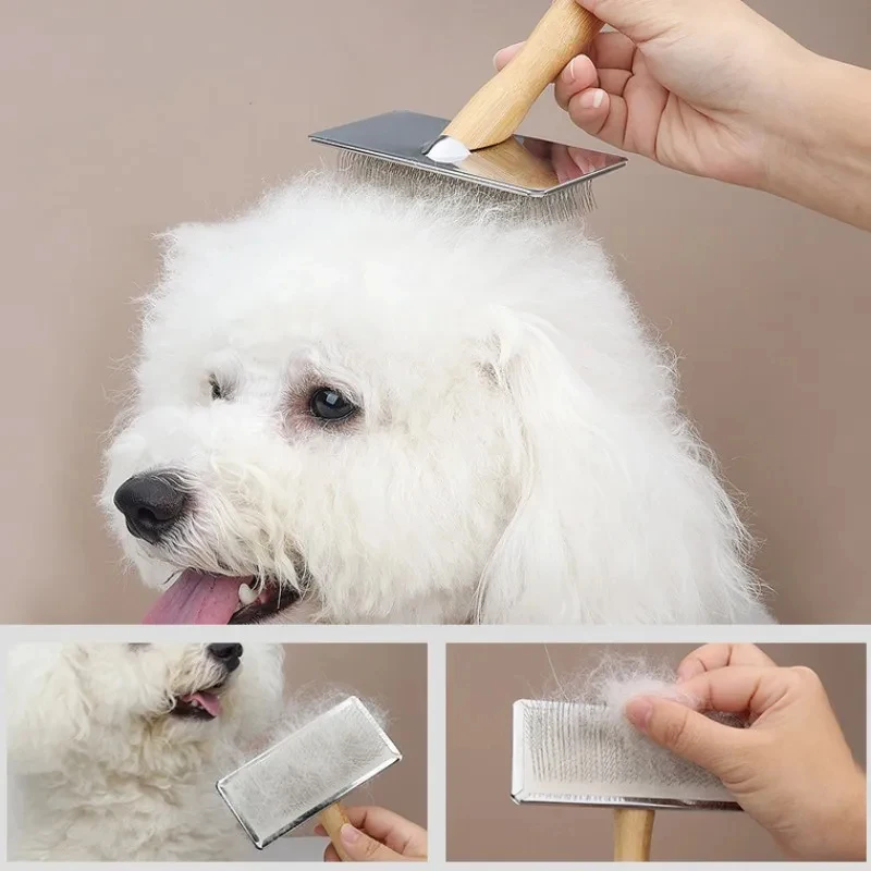 Professional Wooden Pet Slicker Brush for Dogs and Cats Hair Removal Grooming Massage Comb for Tangled Hair