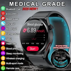 2025 New Medical Grade Air Pump Airbag Accurate Measure Blood Sugar Smart Watches Men Blood Pressure Fitness Sport SmartWatch