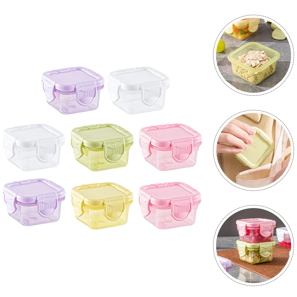 8 Pcs with Cover Sealed Crisper Box Food Containers Ketchup Dish Plastic Dipping Bowls for Restaurant Seasoning