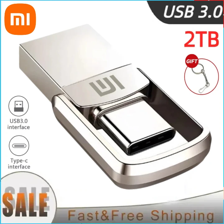 Xiaomi 2TB Usb 3.0, Flash Disk logam kecepatan tinggi 2TB 512GB 256GB portabel tahan air Memoria