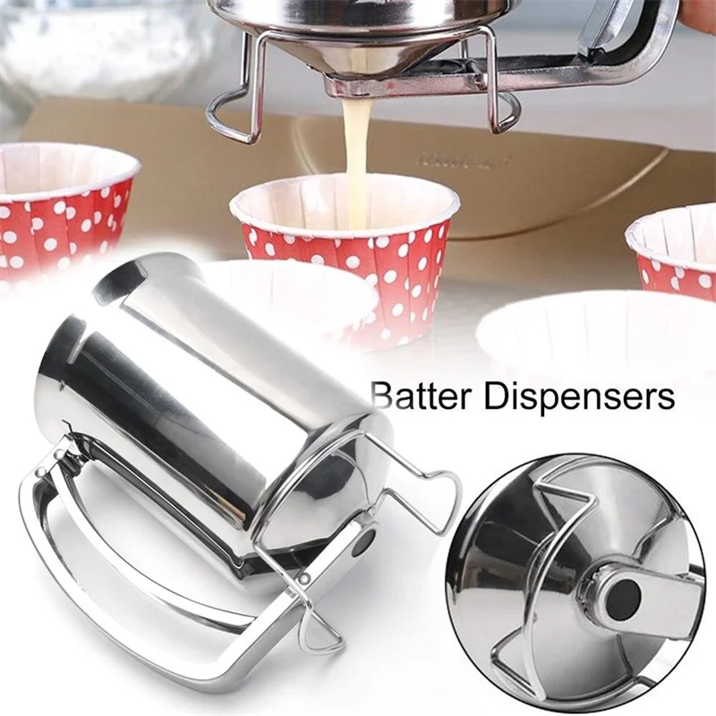 

Kitchen Tool Cake Cupcake Dough Dispenser Funnels Piston Funnel With Support Batter Dispenser Baking Tools Stainless Steel