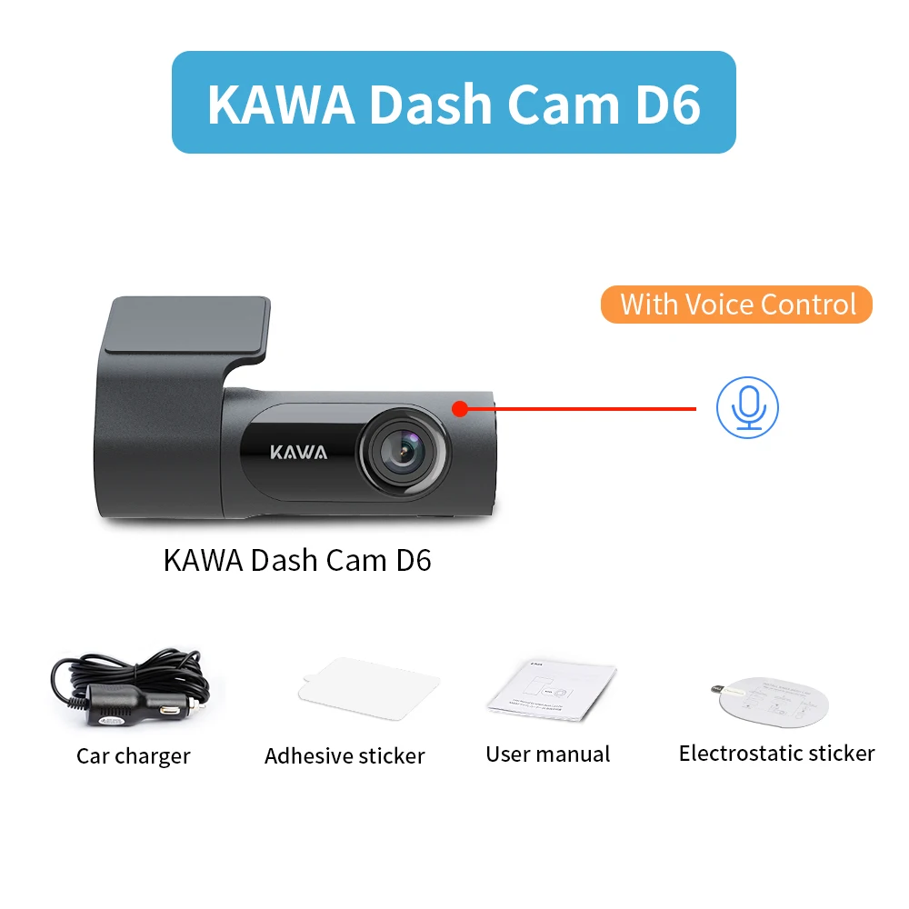 1440P KAWA Auto DVR D6 Dash Cam 2K Videorecorder WiFi/App/Stembediening Dash Camera WDR G-sensor Nachtzicht Verborgen Dashcam