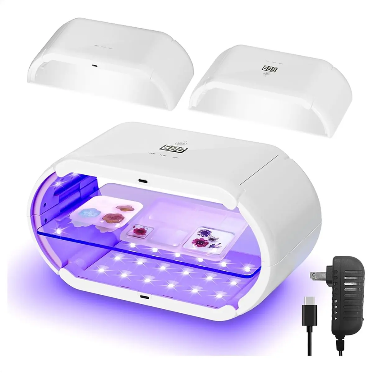 A24I 96W UV Resin Lamp:Double-Sided UV Lamp with Digital Display Timing Function-for Craft Decoration Jewelry Making US Plug