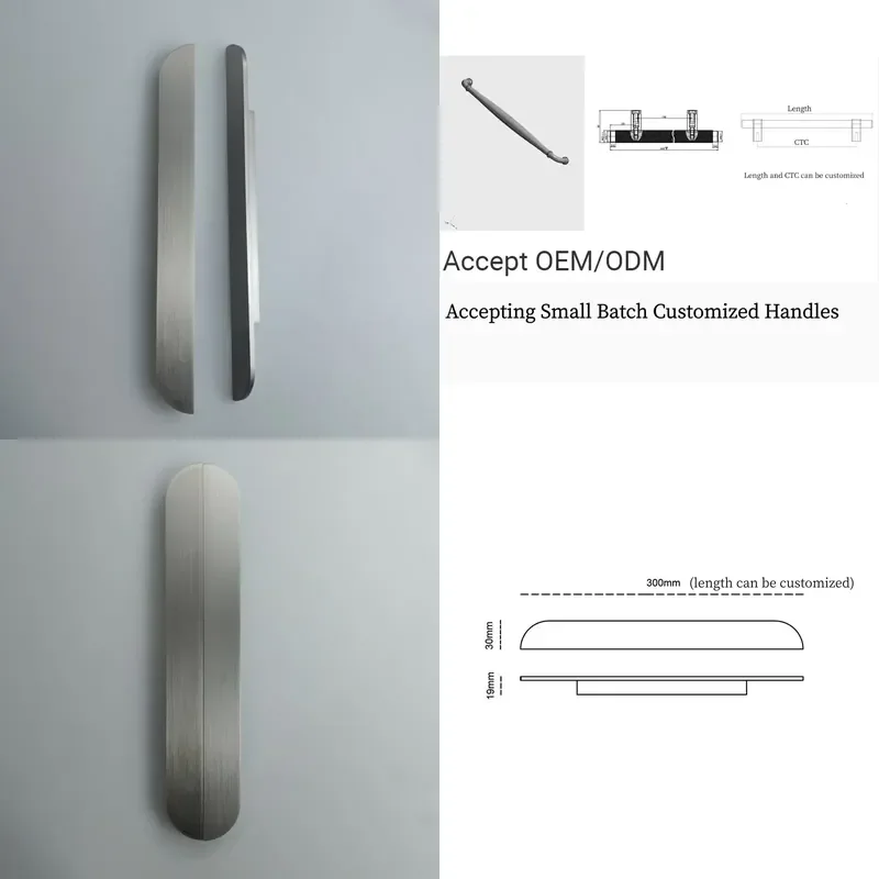 Custom Various Size Long Stainless Steel Cabinet Door Pull Handles
