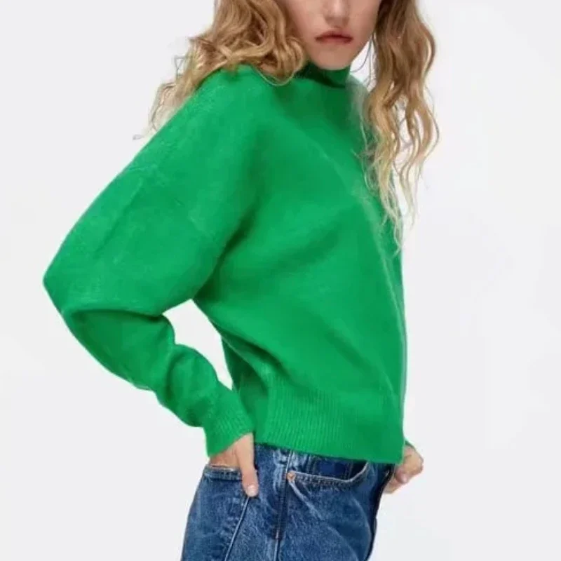 

New Women's Simple High-neck Solid Color Long-sleeved Sweater Women's Loose and Thin Pullover Fashion Top 2023 Autumn and Winter