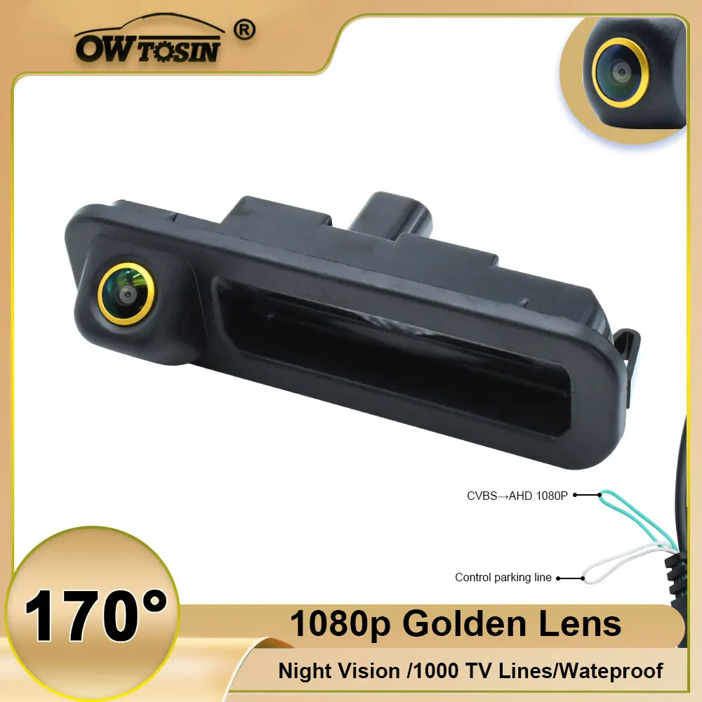 AHD 1920*1080PVehicle 170 ° Golden Lens Trunk Handle telecamera per retromarcia per Ford Focus 3 MK3 C MAX 2011 2012 2013Reverse Car Camera