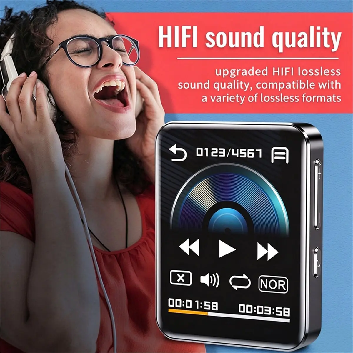 16G MP3 Music Player Multifunctional Lyric Display Touch Screen High-Definition Noise Reduction Ebook
