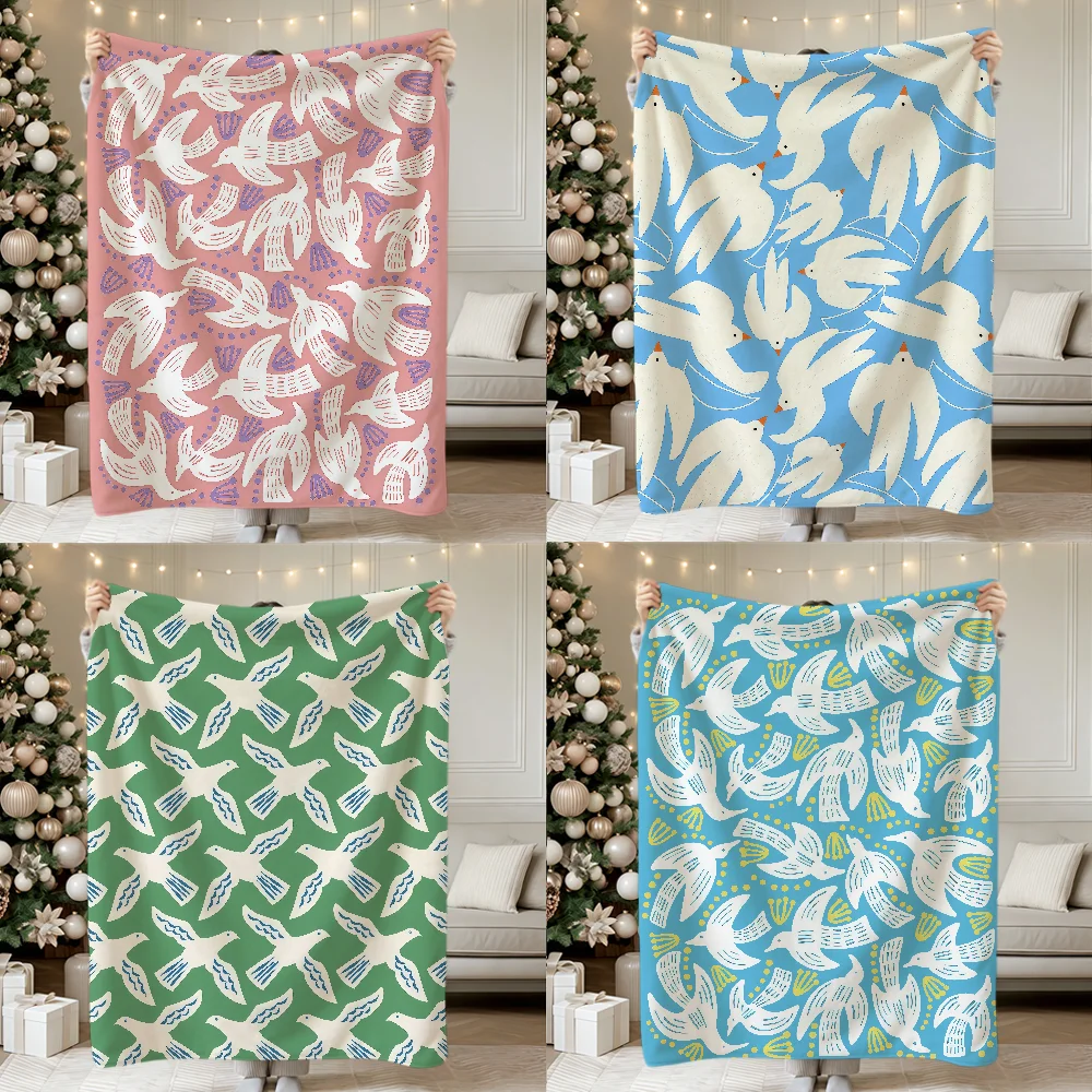 Fashion Versatile Art Modern Seagulls Birds Soft Warm Plush Blanket Dorm Sofa Living Room Hogar Bedroom Gift Nap Home Flannel