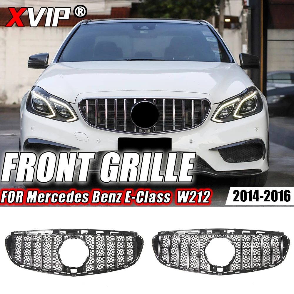 

XVIP Front Glossy Black Style GTR Style Bumper Grille For Mercedes Benz E W212 E300 E350 E400 2014-16 Chrome Style Racing Grille