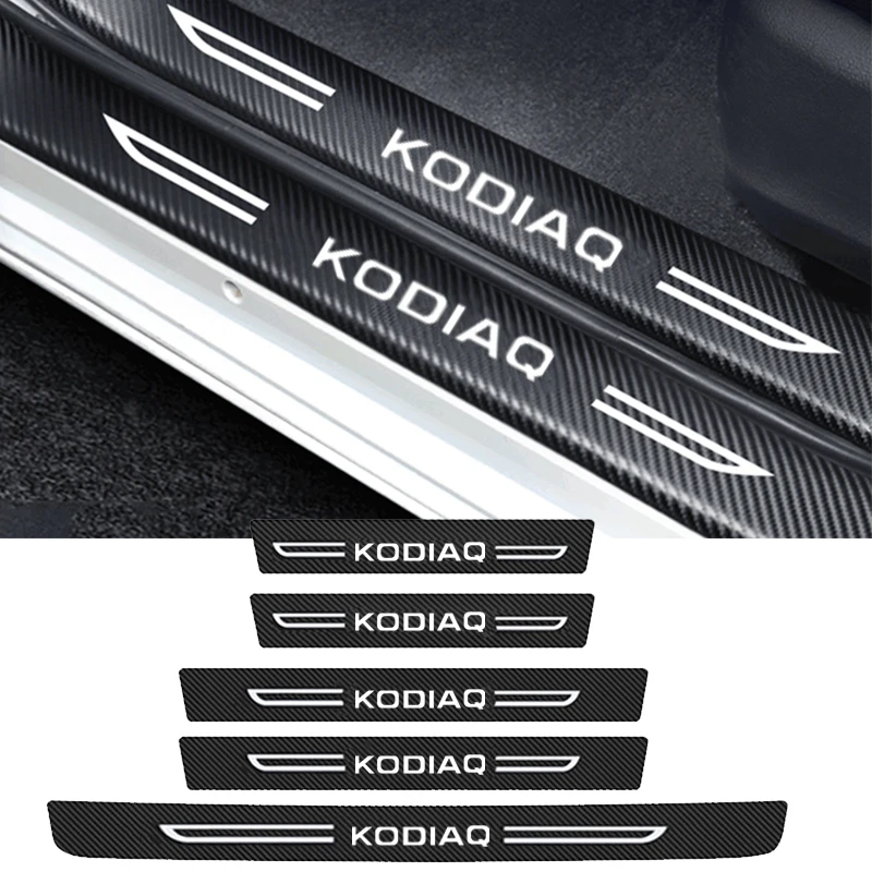 

Авто Наклейки на пороги для Skoda KODIAQ Логотип задний багажник двери порог Анти Грязный прочный скотч пленка Декоративные наклейки аксессуары