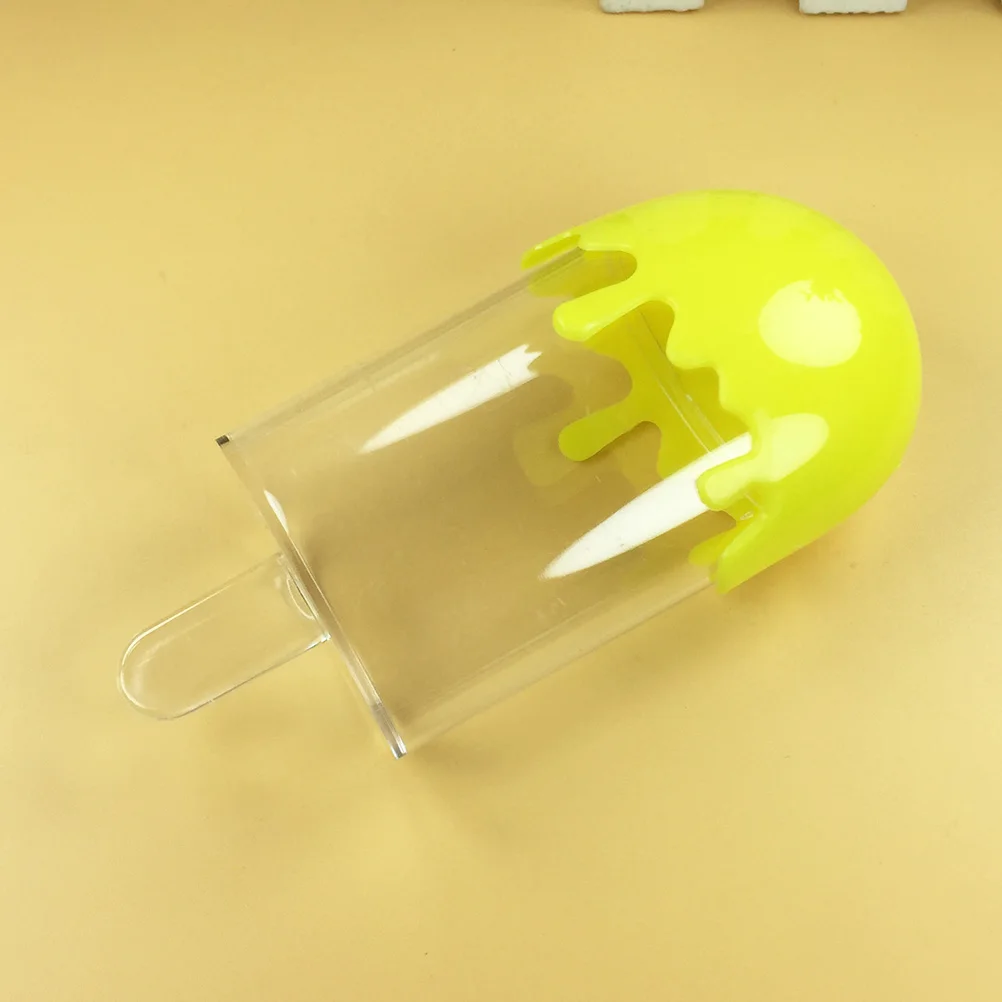 

12PCS Transparent Plastic Candy Box Ice Cream Shape Sugar Containers Holder for Party Birthday Wedding Yellow