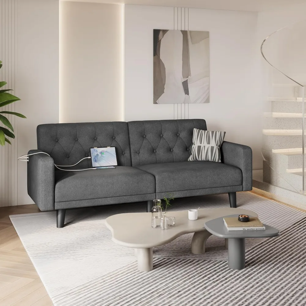 

63 convertible sofa with 2 USB ports, tiltable backrest and detachable armrests, medieval style