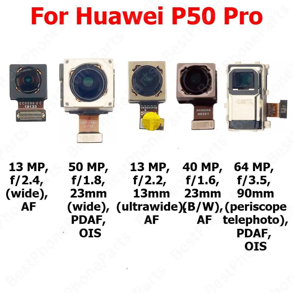

Camera For Huawei P50 Pro P50Pro Rear Backside Front Facing Frontal Selfie Back Camera Module Mobile Phone Replacement Parts